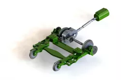 Bogie for tramway with independent wheels.
