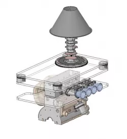 Engine End Table with Flywheel/Crank Lamp