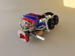 V8 Engine with rear suspension