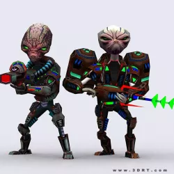 3DRT - Alienoids Squad Low-poly  3D model