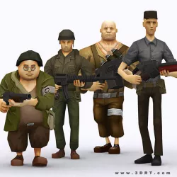 3DRT - Brutal Army Squad Low-poly  3D model