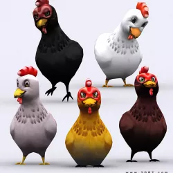 3DRT - Chibii Chicken Low-poly  3D model