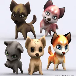 3DRT - Chibii Dogs Low-poly  3D model