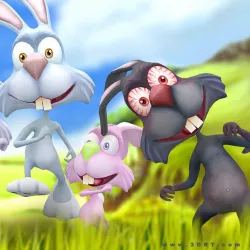 3DRT - Crazy Rabbits Low-poly  3D model