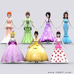 3DRT - Fantasy Princesses Low-poly  3D model