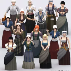 3DRT - Female Peasants Kit Low-poly  3D model