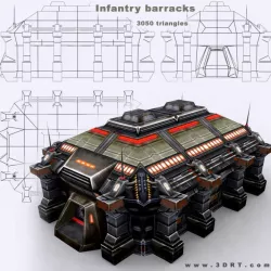 3DRT - Infantry Barracks  Low-poly  3D model