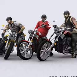 3DRT - Motorbikes Collection Low-poly  3D model