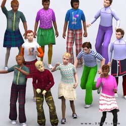 3DRT - Realpeople Kids Girls Low-poly  3D model