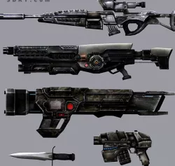 3DRT - Sci-Fi Firearms Animated  Low-poly  3D model