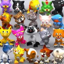 3DRT - Toonpets Cats Low-poly  3D model