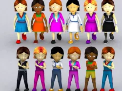 3DRT - Toonworld Characters Females Low-poly  3D model