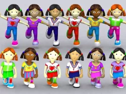 3DRT - Toonworld Characters Girls Low-poly  3D model