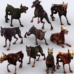 3DRT - Zombie Dogs Low-poly  3D model