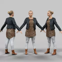 A-Pose Blonde Woman Low-poly  3D model