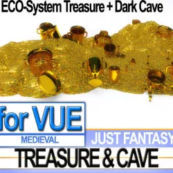 Golden Treasure And Cave Medieval 3D model