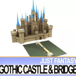 Gothic Castle and Gothic Bridge 3D model