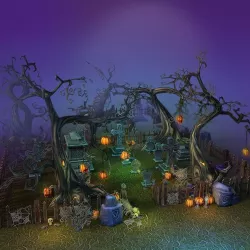 Low Poly Cemetery Halloween Set Low-poly  3D model