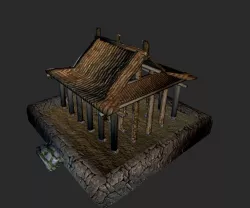 Medieval Buddhist temple Bohai State Low-poly  3D model
