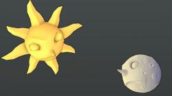 Sun and Moon Game Ready Models Low-poly  3D model