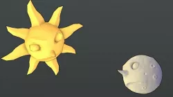 Sun and Moon Game Ready Models Low-poly  3D model