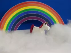 Unicorn with Pink Hair and Rainbow