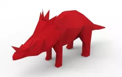 White Giant Rhino One Horn 3D Model  Low-poly  3D model