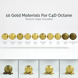 10 Gold Materials For Cinema4D Octane Render Texture