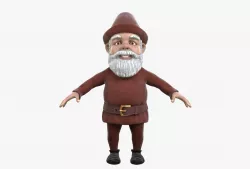 A Gnome with a Large Hat 3D Model No Rig Low-poly  3D model