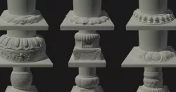 Ancient building column foundation 3D model