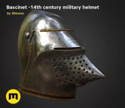 Bascinet -14th century military helmet Low-poly  3D model