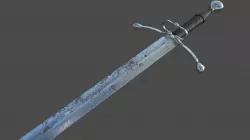 Battle-worn Bastard Sword Low-poly  3D model