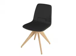 Chair TORSO 837-I POTOCCO Black leather and natural beech 3D model