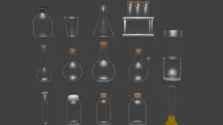 Chemical glassware kit low poly Low-poly  3D model