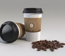 Coffee cup and beans 3D model