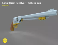 Long Barrel Revolver Low-poly  3D model