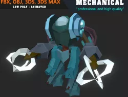 Low Poly Industrial Mech Animated - Game Ready Low-poly  3D model