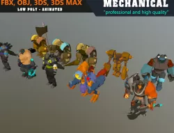 Low Poly Mechanical Mech Collection 02 - Animated  Low-poly  3D model