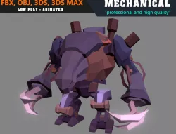 Low Poly Military Scout Mech Animated - Game Ready Low-poly  3D model