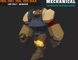 Low Poly Scifi Robot Animated - Game Ready Low-poly  3D model