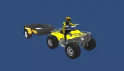 LowPolyQuadBikeWithTrailerandRider-5 Low-poly  3D model