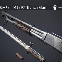 M1897 Trench Gun Low-poly  3D model