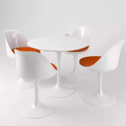 Saarinen Tulip chairs and table - Knoll 3D model