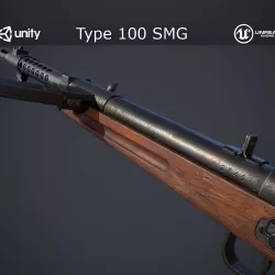 Type 100 Submachine Gun Low-poly  3D model