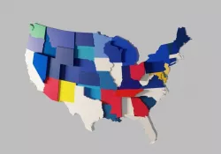 US 3D Map United States of America Continental USA Low-poly  3D model