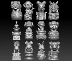 12 cute sculptures pack 3D print model