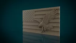 American Flag and Eagle stl model for cnc and 3d printer 3D print model
