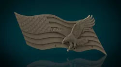 American Flag and Eagle stl model for cnc and 3d printer 3D print model