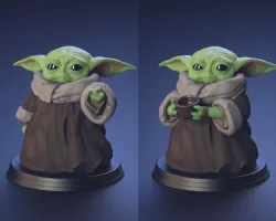 Baby Yoda - Using The Force and Drinking Water - Fan Art 3D print model