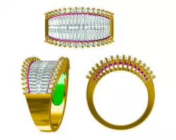 Classic baguette cut engagement rings free 3dm jewelry files 3D print model